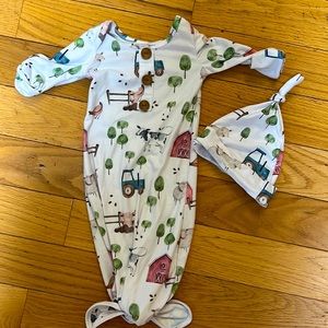 Knotted baby gown farm friends